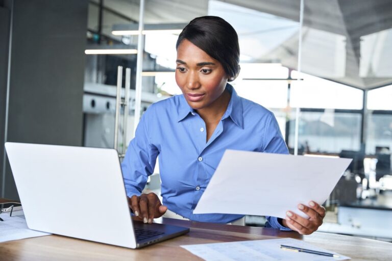 A young businesswoman crafts a Statement of Work.